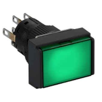 XB6EDW3B2P - rectangular green illuminated pushbutton Ø16-flush spring return-24 V-2CO, Schneider Electric