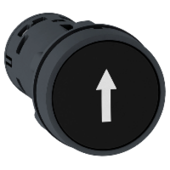 XB7NA21341 - PB - Spring Rtn black - 1NO -WHITE UP ARROW, Schneider Electric
