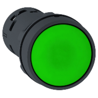 XB7NH35 - green flush pushbutton Ø22 - push push-to-release 1N0+1NC screw clamp terminals, Schneider Electric
