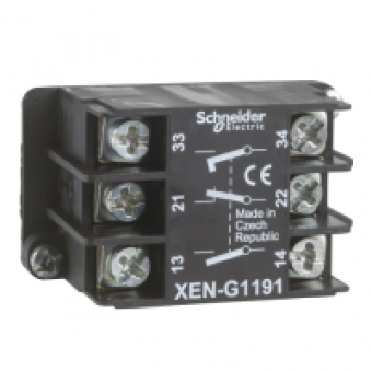 XENG1491 - spring return contact block - 1 NC + 2 NO - front mounting, Schneider Electric