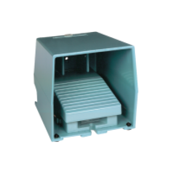XPEM410 - single foot switch - IP66 - with cover - metallic - blue - 1 NC + 1 NO, Schneider Electric