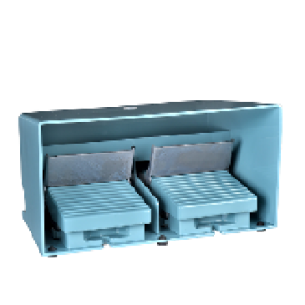 XPEM5100D - double foot switch - IP66 - with cover - metallic - blue - 2 NC + 2 NO, Schneider Electric