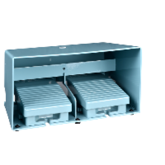 XPEM6210D - double foot switch - IP66 - with cover - metallic - blue - 2 NO + 3 NC, Schneider Electric