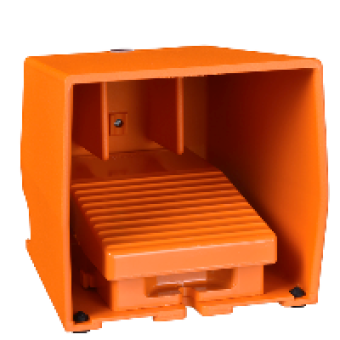XPER310 - single foot switch - IP66 - with cover - metallic - orange - 1 NC + 1 NO, Schneider Electric