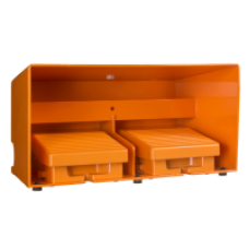 XPER3110D - double foot switch - IP66 - with cover - metallic - orange - 4 NC + 4 NO, Schneider Electric XPER3110D - double foot switch - IP66 - with cover - metallic - orange - 4 NC + 4 NO, Schneider Electric