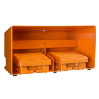XPER3110D - double foot switch - IP66 - with cover - metallic - orange - 4 NC + 4 NO, Schneider Electric