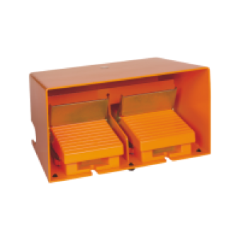 XPER5110D - double foot switch - IP66 - with cover - metallic - orange - 4 NC + 4 NO, Schneider Electric