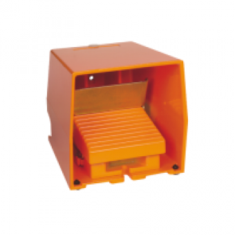 XPER711 - single foot switch - IP66 - with cover - metallic - orange - 2 NC + 2 NO, Schneider Electric
