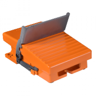 XPER810 - single foot switch - IP66 - without cover - metallic - orange - 1 NC + 1 NO, Schneider Electric