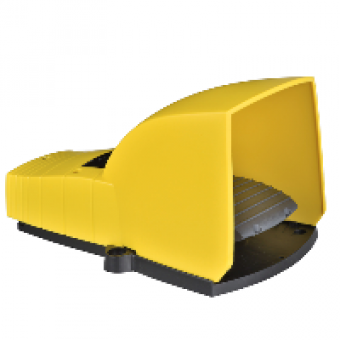 XPEY310 - single foot switch - IP55 - with cover - plastic - yellow - 1 NC + 1 NO, Schneider Electric