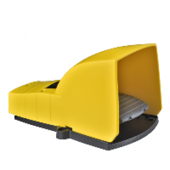 XPEY711 - single foot switch - IP55 - with cover - plastic - yellow - 2 NC + NO, Schneider Electric