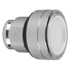 ZB4BA18 - white flush illuminated pushbutton head Ø22 spring return for integral LED, Schneider Electric