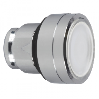 ZB4BA18 - white flush illuminated pushbutton head Ø22 spring return for integral LED, Schneider Electric