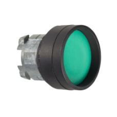 ZB4BA367 - green recessed pushbutton head Ø22 spring return unmarked, Schneider Electric