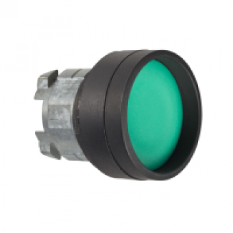 ZB4BA367 - green recessed pushbutton head Ø22 spring return unmarked, Schneider Electric