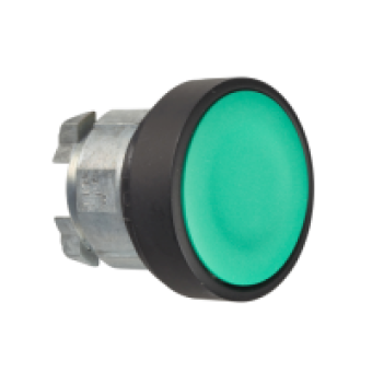 ZB4BA37 - green flush pushbutton head Ø22 spring return unmarked, Schneider Electric