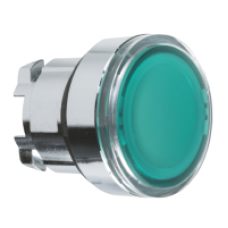 ZB4BA38 - green flush illuminated pushbutton head Ø22 spring return for integral LED, Schneider Electric