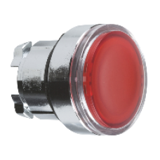 ZB4BA48 - red flush illuminated pushbutton head Ø22 spring return for integral LED, Schneider Electric