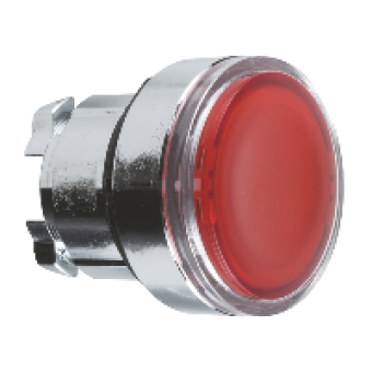 ZB4BA48 - red flush illuminated pushbutton head Ø22 spring return for integral LED, Schneider Electric