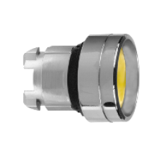 ZB4BA56 - yellow recessed pushbutton head Ø22 spring return unmarked, Schneider Electric