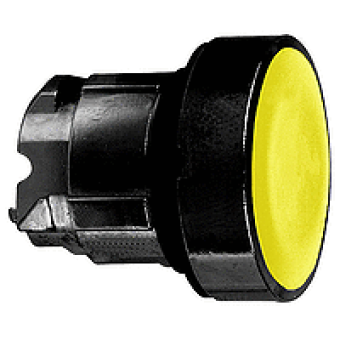 ZB4BA57 - yellow flush pushbutton head Ø22 spring return unmarked, Schneider Electric