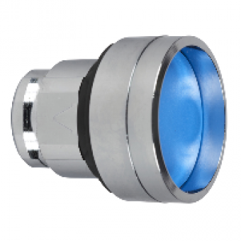 ZB4BA66 - blue recessed pushbutton head Ø22 spring return unmarked, Schneider Electric