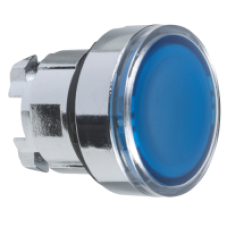 ZB4BA68 - blue flush illuminated pushbutton head Ø22 spring return for integral LED, Schneider Electric