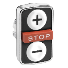 ZB4BA71115 - white flush/red projecting/white flush triple-headed pushbutton Ø22 with marking, Schneider Electric