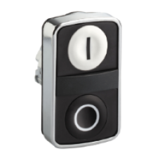 ZB4BA7121 - white flush/black flush double-headed pushbutton Ø22 with marking, Schneider Electric