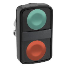 ZB4BA73407 - green flush/red flush double-headed pushbutton Ø22 unmarked, Schneider Electric