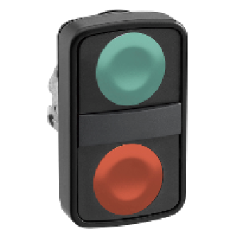ZB4BA73407 - green flush/red flush double-headed pushbutton Ø22 unmarked, Schneider Electric