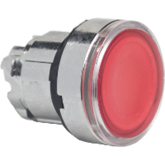 ZB4BH043 - red flush illuminated pushbutton head Ø22 push-push for integral LED, Schneider Electric