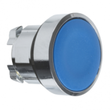ZB4BH06 - blue flush pushbutton head Ø22 push-push unmarked, Schneider Electric