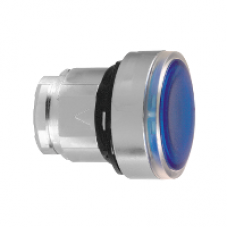 ZB4BH063 - blue flush illuminated pushbutton head Ø22 push-push for integral LED, Schneider Electric