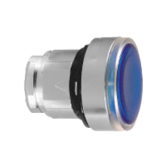 ZB4BH063 - blue flush illuminated pushbutton head Ø22 push-push for integral LED, Schneider Electric