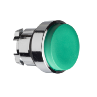 ZB4BH3 - green projecting pushbutton head Ø22 push-push unmarked, Schneider Electric