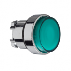 ZB4BH33 - green projecting illuminated pushbutton head Ø22 push-push for integral LED, Schneider Electric