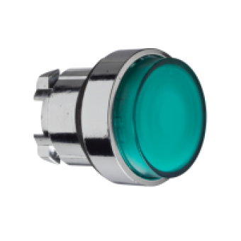 ZB4BH33 - green projecting illuminated pushbutton head Ø22 push-push for integral LED, Schneider Electric