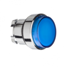ZB4BH63 - blue projecting illuminated pushbutton head Ø22 push-push for integral LED, Schneider Electric