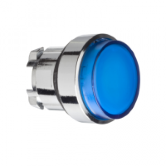 ZB4BH63 - blue projecting illuminated pushbutton head Ø22 push-push for integral LED, Schneider Electric