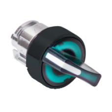 ZB4BK12337 - green illuminated selector switch head Ø22 2-position stay put, Schneider Electric