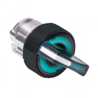 ZB4BK12337 - green illuminated selector switch head Ø22 2-position stay put, Schneider Electric