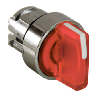 ZB4BK1343 - red illuminated selector switch head Ø22 3-position stay put, Schneider Electric