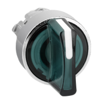 ZB4BK1533 - green illuminated selector switch head Ø22 3-position spring return, Schneider Electric
