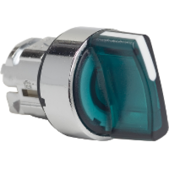 ZB4BK1733 - green illuminated selector switch head Ø22 3-position spring return, Schneider Electric