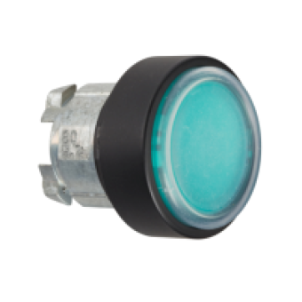ZB4BP3837 - green flush pushbutton head Ø22 spring return unmarked, Schneider Electric