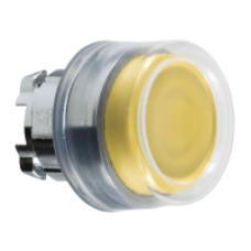 ZB4BP5 - yellow projecting pushbutton head Ø22 spring return unmarked, Schneider Electric