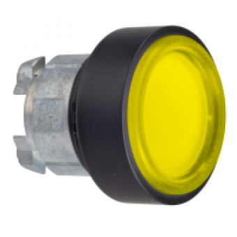 ZB4BP5837 - yellow flush pushbutton head Ø22 spring return unmarked, Schneider Electric