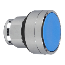 ZB4BP683 - blue flush pushbutton head Ø22 spring return unmarked, Schneider Electric
