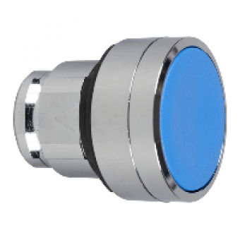 ZB4BP683 - blue flush pushbutton head Ø22 spring return unmarked, Schneider Electric